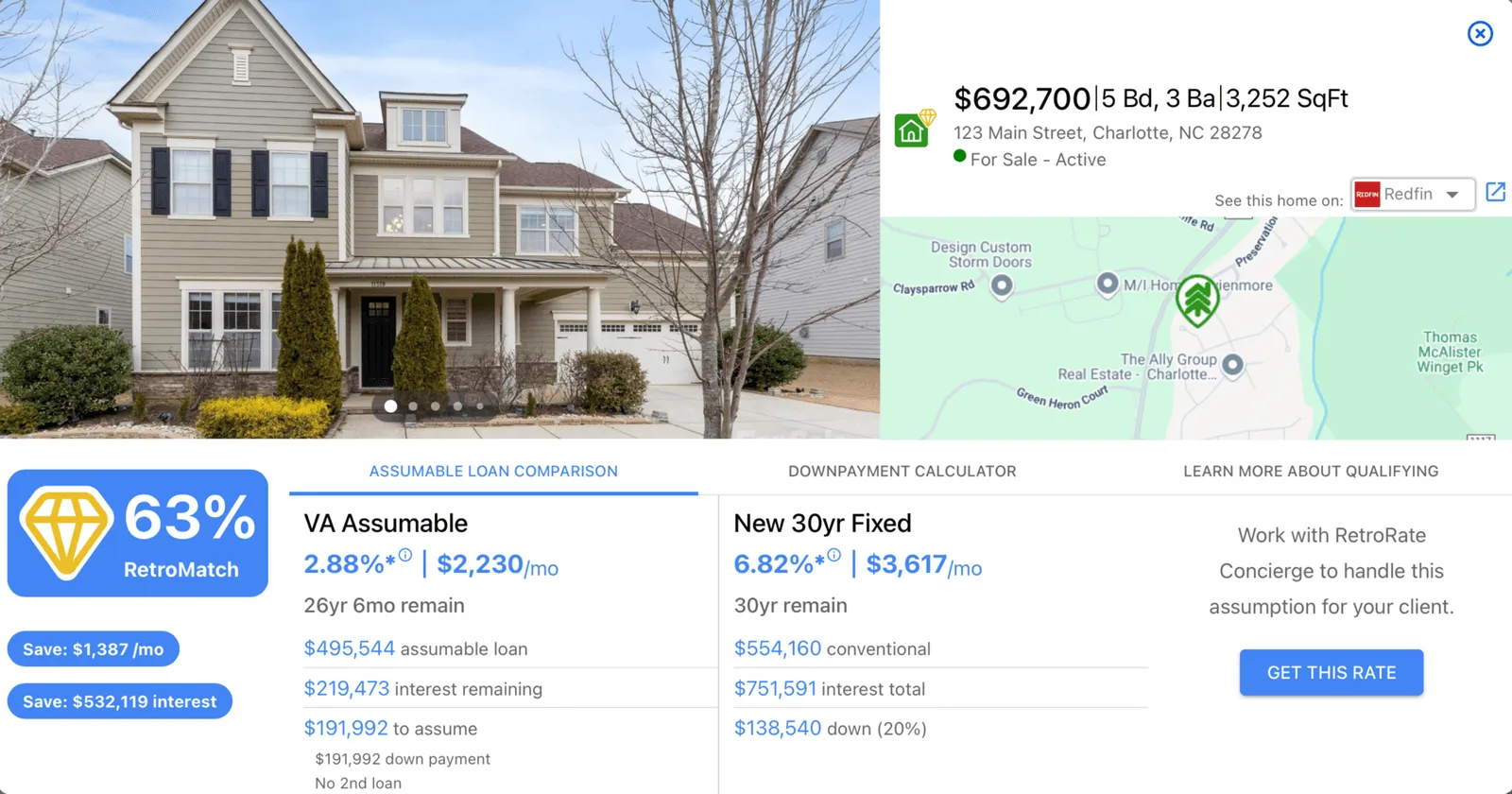 RetroRate loan details comparison.